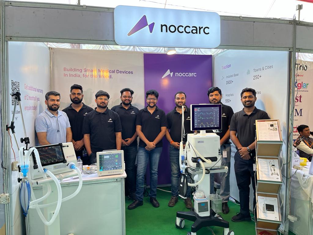 Noccarc team exhibiting ventilators at an exhibition